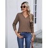 Zeagoo Womens V Neck Sweaters Long Sleeve Lightweight with Buttons Oufits(Brown)