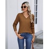 Zeagoo Womens V Neck Sweaters Long Sleeve Lightweight with Buttons Oufits(Brownie)
