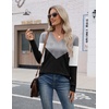 Zeagoo Womens V Neck Sweaters Long Sleeve Lightweight with Buttons Oufits(C-grey Black)