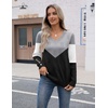 Zeagoo Womens V Neck Sweaters Long Sleeve Lightweight with Buttons Oufits(C-grey Black)