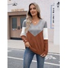 Zeagoo Womens V Neck Sweaters Long Sleeve Lightweight with Buttons Oufits(C-grey Caramel)