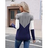Zeagoo Womens V Neck Sweaters Long Sleeve Lightweight with Buttons Oufits(C-grey Navy)