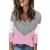 Zeagoo Womens V Neck Sweaters Long Sleeve Lightweight with Buttons Oufits(C-grey Pink)