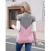 Zeagoo Womens V Neck Sweaters Long Sleeve Lightweight with Buttons Oufits(C-grey Pink)