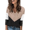 Zeagoo Womens V Neck Sweaters Long Sleeve Lightweight with Buttons Oufits(C-khaki Black)