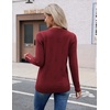 Zeagoo Womens V Neck Sweaters Long Sleeve Lightweight with Buttons Oufits(Dark Red)
