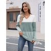 Zeagoo Womens V Neck Sweaters Long Sleeve Lightweight with Buttons Oufits(D-blue-green)