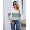 Zeagoo Womens V Neck Sweaters Long Sleeve Lightweight with Buttons Oufits(D-blue-green)