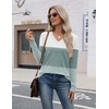 Zeagoo Womens V Neck Sweaters Long Sleeve Lightweight with Buttons Oufits(D-blue-green)