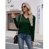 Zeagoo Womens V Neck Sweaters Long Sleeve Lightweight with Buttons Oufits(Forest Green)