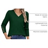 Zeagoo Womens V Neck Sweaters Long Sleeve Lightweight with Buttons Oufits(Forest Green)