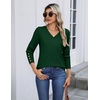 Zeagoo Womens V Neck Sweaters Long Sleeve Lightweight with Buttons Oufits(Forest Green)