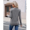 Zeagoo Womens V Neck Sweaters Long Sleeve Lightweight with Buttons Oufits(Gray)