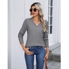 Zeagoo Womens V Neck Sweaters Long Sleeve Lightweight with Buttons Oufits(Gray)