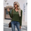 Zeagoo Womens V Neck Sweaters Long Sleeve Lightweight with Buttons Oufits(Green)