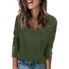Zeagoo Womens V Neck Sweaters Long Sleeve Lightweight with Buttons Oufits(Green)