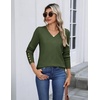 Zeagoo Womens V Neck Sweaters Long Sleeve Lightweight with Buttons Oufits(Green)