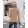 Zeagoo Womens V Neck Sweaters Long Sleeve Lightweight with Buttons Oufits(Khaki-black)