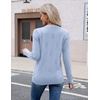 Zeagoo Womens V Neck Sweaters Long Sleeve Lightweight with Buttons Oufits(Light Blue)