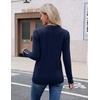 Zeagoo Womens V Neck Sweaters Long Sleeve Lightweight with Buttons Oufits(Navy Blue)