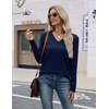 Zeagoo Womens V Neck Sweaters Long Sleeve Lightweight with Buttons Oufits(Navy Blue)