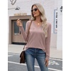 Zeagoo Womens V Neck Sweaters Long Sleeve Lightweight with Buttons Oufits(Pink Purple)