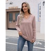 Zeagoo Womens V Neck Sweaters Long Sleeve Lightweight with Buttons Oufits(Pink Purple)
