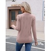 Zeagoo Womens V Neck Sweaters Long Sleeve Lightweight with Buttons Oufits(Pink Purple)