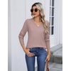 Zeagoo Womens V Neck Sweaters Long Sleeve Lightweight with Buttons Oufits(Pink Purple)