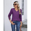 Zeagoo Womens V Neck Sweaters Long Sleeve Lightweight with Buttons Oufits(Purple)