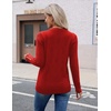 Zeagoo Womens V Neck Sweaters Long Sleeve Lightweight with Buttons Oufits(Red)