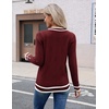 Zeagoo Womens V Neck Sweaters Long Sleeve Lightweight with Buttons Oufits(Red-white)
