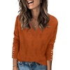 Zeagoo Womens V Neck Sweaters Long Sleeve Lightweight with Buttons Oufits(Rust)