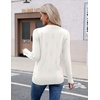 Zeagoo Womens V Neck Sweaters Long Sleeve Lightweight with Buttons Oufits(White)
