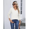 Zeagoo Womens V Neck Sweaters Long Sleeve Lightweight with Buttons Oufits(White)