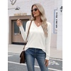 Zeagoo Womens V Neck Sweaters Long Sleeve Lightweight with Buttons Oufits(White)