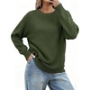 Zeagoo Fall Sweaters for Women 2026 Long Sleeve Crewneck Ribbed Knit Pullover Sweater Loose Fit Basic Jumper Tops(A Army Green)