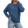 Zeagoo Fall Sweaters for Women 2026 Long Sleeve Crewneck Ribbed Knit Pullover Sweater Loose Fit Basic Jumper Tops(A Blue)