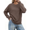 Zeagoo Fall Sweaters for Women 2026 Long Sleeve Crewneck Ribbed Knit Pullover Sweater Loose Fit Basic Jumper Tops(A Brown)