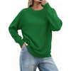 Zeagoo Fall Sweaters for Women 2026 Long Sleeve Crewneck Ribbed Knit Pullover Sweater Loose Fit Basic Jumper Tops(A Green)