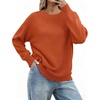 Zeagoo Fall Sweaters for Women 2026 Long Sleeve Crewneck Ribbed Knit Pullover Sweater Loose Fit Basic Jumper Tops(A Orange)