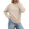 Zeagoo Fall Sweaters for Women 2026 Long Sleeve Crewneck Ribbed Knit Pullover Sweater Loose Fit Basic Jumper Tops(A Warm Apricot)