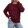 Zeagoo Fall Sweaters for Women 2026 Long Sleeve Crewneck Ribbed Knit Pullover Sweater Loose Fit Basic Jumper Tops(A Wine Red)