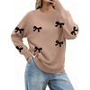 Zeagoo Fall Sweaters for Women 2026 Long Sleeve Crewneck Ribbed Knit Pullover Sweater Loose Fit Basic Jumper Tops(Aa Bow625)
