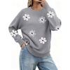 Zeagoo Fall Sweaters for Women 2026 Long Sleeve Crewneck Ribbed Knit Pullover Sweater Loose Fit Basic Jumper Tops(Aa Flower192)