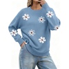 Zeagoo Fall Sweaters for Women 2026 Long Sleeve Crewneck Ribbed Knit Pullover Sweater Loose Fit Basic Jumper Tops(Flower193)
