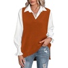 Zeagoo Sweater Vest Women Sleeveless V Neck Oversized Pullover Knitted Tops 2026 Fall Outfits(Caramel)