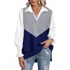 Zeagoo Sweater Vest Women Sleeveless V Neck Oversized Pullover Knitted Tops 2026 Fall Outfits(Color Block Navy)