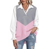 Zeagoo Sweater Vest Women Sleeveless V Neck Oversized Pullover Knitted Tops 2026 Fall Outfits(Color Block Pink)