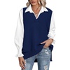 Zeagoo Sweater Vest Women Sleeveless V Neck Oversized Pullover Knitted Tops 2026 Fall Outfits(Navy Blue)